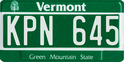 VT license plate KPN645