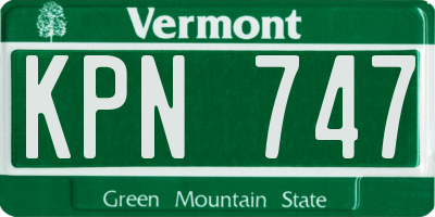 VT license plate KPN747