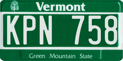 VT license plate KPN758