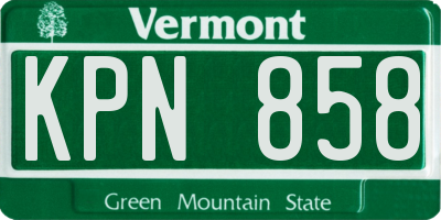 VT license plate KPN858