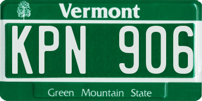 VT license plate KPN906