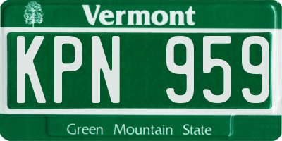 VT license plate KPN959
