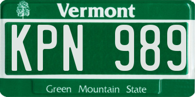 VT license plate KPN989