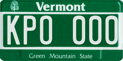VT license plate KPO000