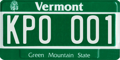 VT license plate KPO001
