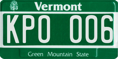 VT license plate KPO006