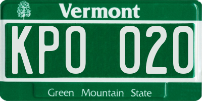 VT license plate KPO020