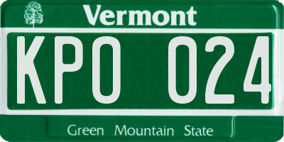 VT license plate KPO024
