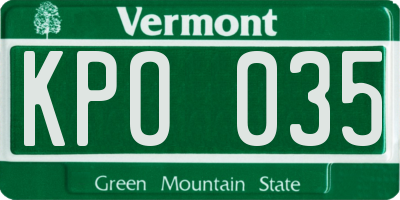 VT license plate KPO035