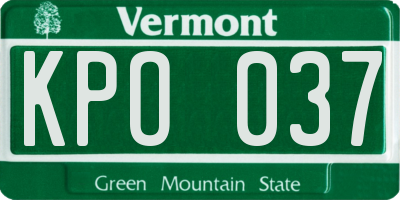 VT license plate KPO037