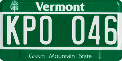 VT license plate KPO046