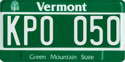 VT license plate KPO050