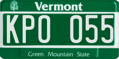 VT license plate KPO055