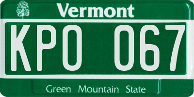 VT license plate KPO067