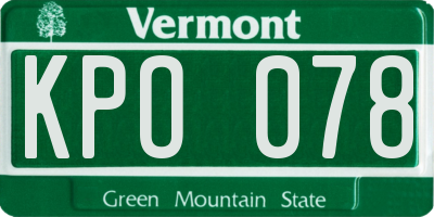 VT license plate KPO078