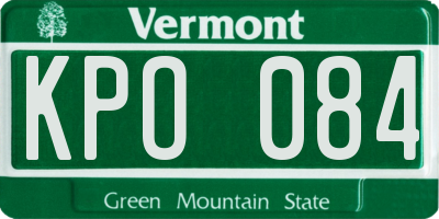 VT license plate KPO084