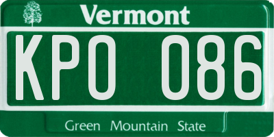 VT license plate KPO086