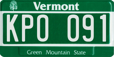 VT license plate KPO091