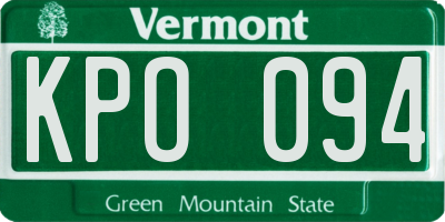 VT license plate KPO094