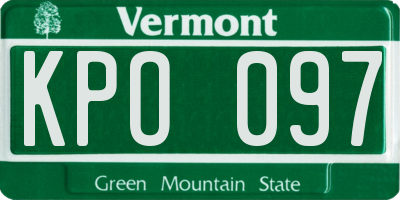 VT license plate KPO097