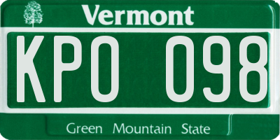 VT license plate KPO098