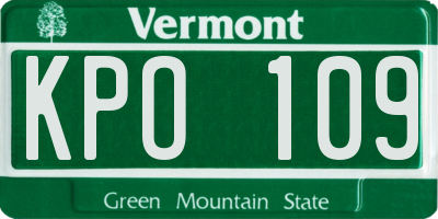 VT license plate KPO109