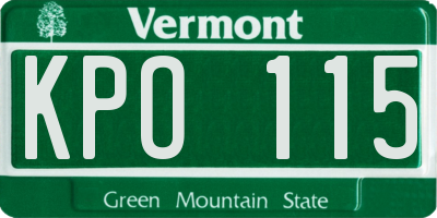 VT license plate KPO115