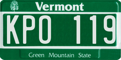 VT license plate KPO119