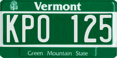 VT license plate KPO125