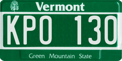 VT license plate KPO130