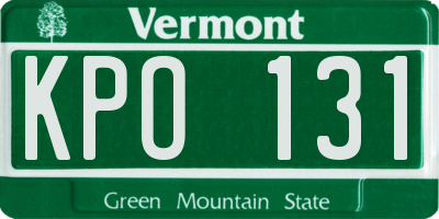 VT license plate KPO131