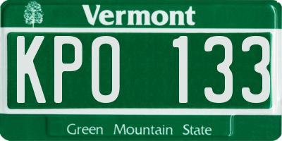 VT license plate KPO133