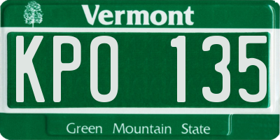 VT license plate KPO135