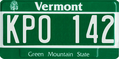 VT license plate KPO142