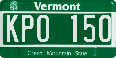 VT license plate KPO150
