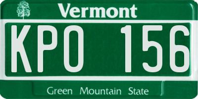 VT license plate KPO156