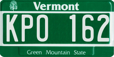 VT license plate KPO162