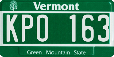 VT license plate KPO163