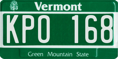 VT license plate KPO168