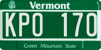 VT license plate KPO170