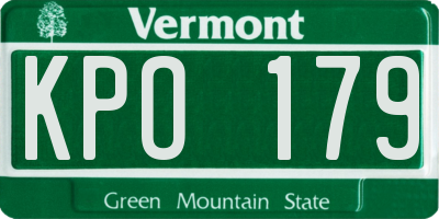 VT license plate KPO179