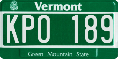 VT license plate KPO189