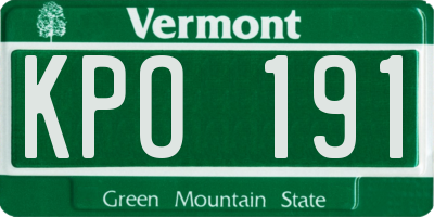 VT license plate KPO191