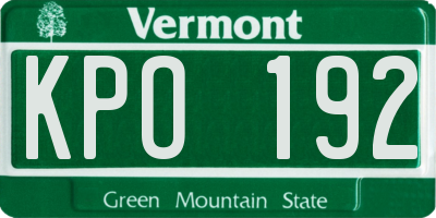 VT license plate KPO192