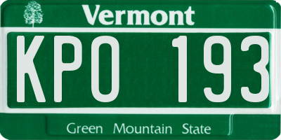 VT license plate KPO193
