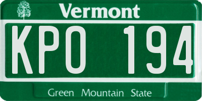 VT license plate KPO194