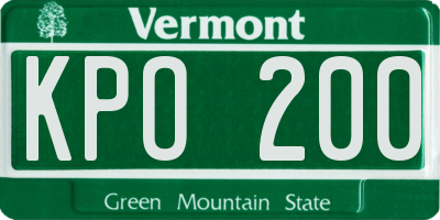 VT license plate KPO200