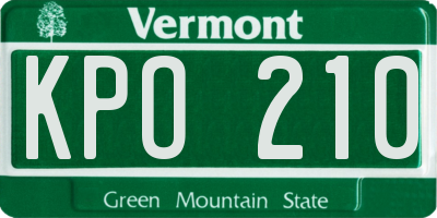 VT license plate KPO210