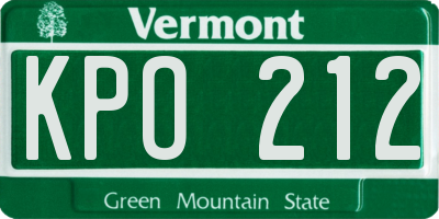 VT license plate KPO212