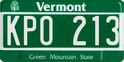 VT license plate KPO213